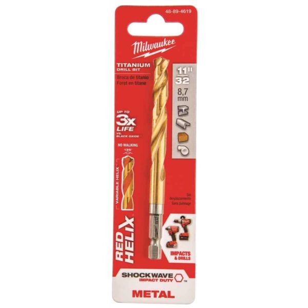 Mèche Titane 11/32&Prime; Milwaukee SHOCKWAVE RED HELIX 48-89-4619